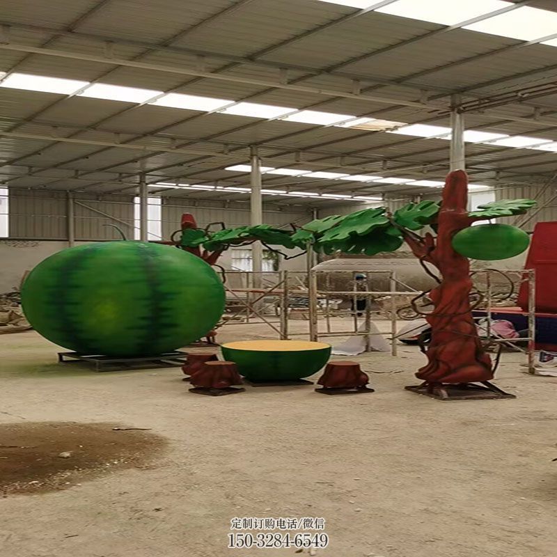 锻钢西瓜雕塑 瓜果雕塑主题定做 企业标志雕塑精选
