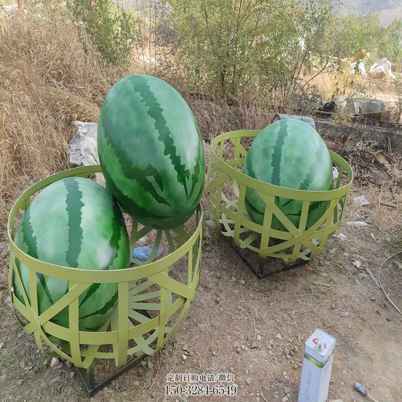 西瓜雕塑生产 景观小品瓜果雕塑供需 公园景观雕塑供求