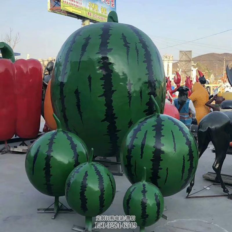 艺术西瓜雕塑 景区瓜果雕塑优选 户外雕塑供给